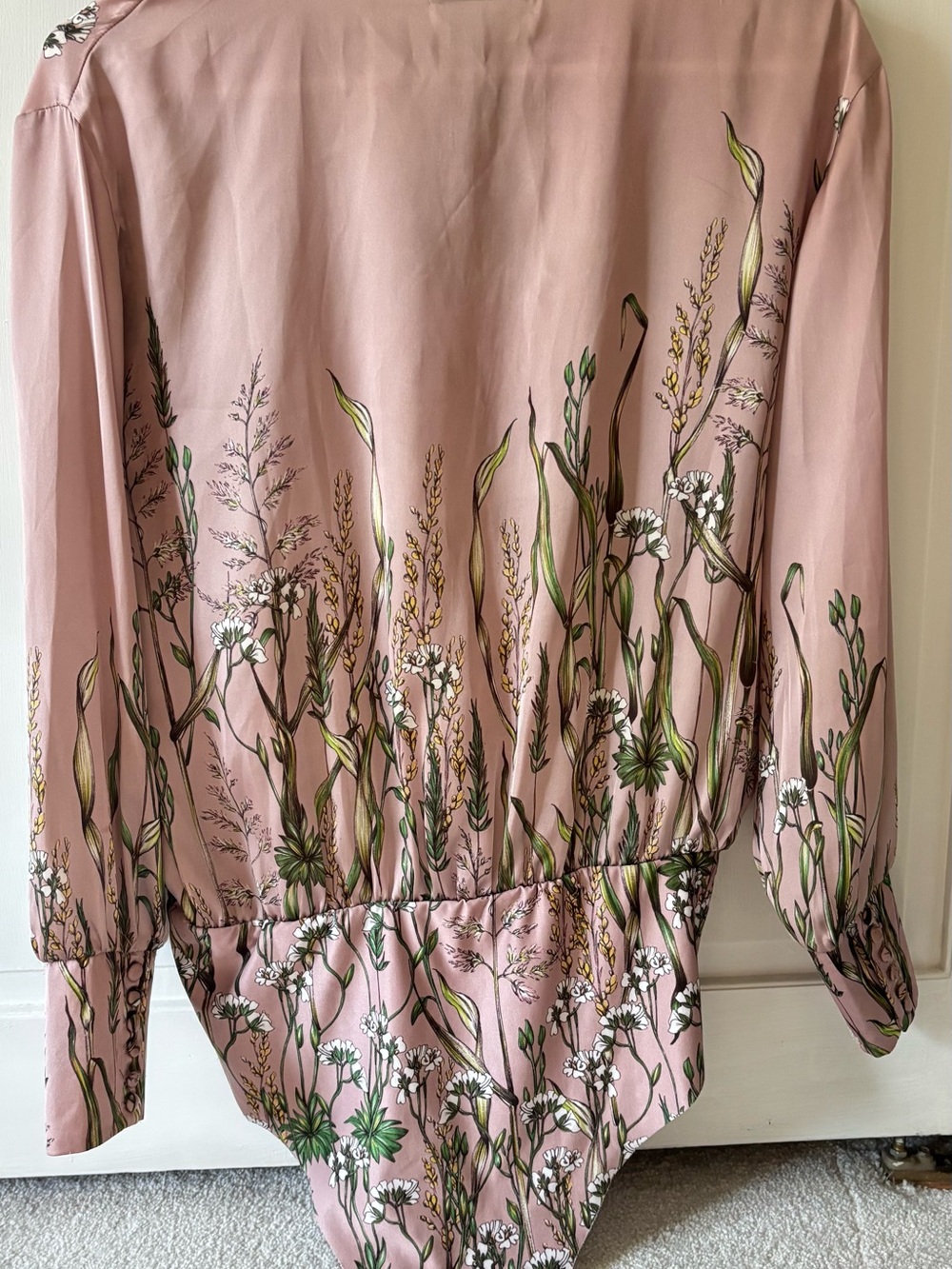 ZARA Dusty Pink Botanical Tie-Front Blouse - Picture 3 of 4